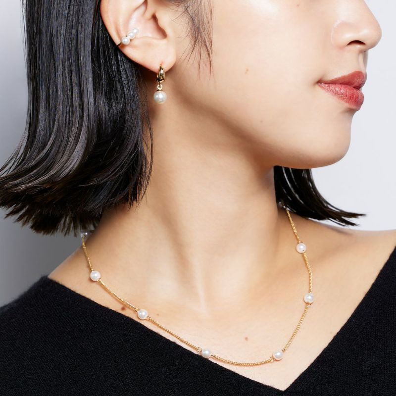 Station Pearl Necklace【Casual LINE】（Gold）