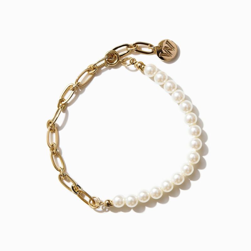 Pearl Chain Bracelet【Silver925 LINE】（Gold） | WIZBLE