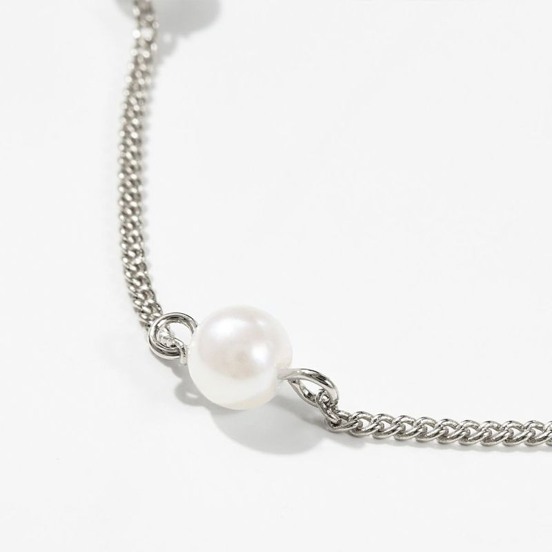 Station Pearl Necklace【Silver925 LINE】（Silver）