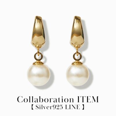 Swing Pearl Simple Pierce【Silver925 LINE】（Gold）