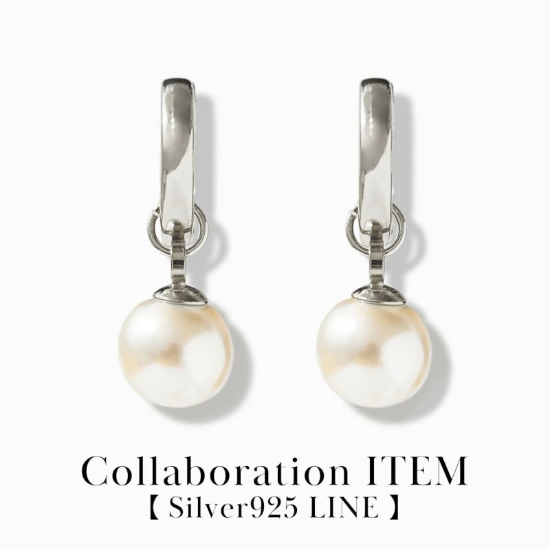 Swing Pearl Simple Earring【Silver925 LINE】（Silver） | WIZBLE