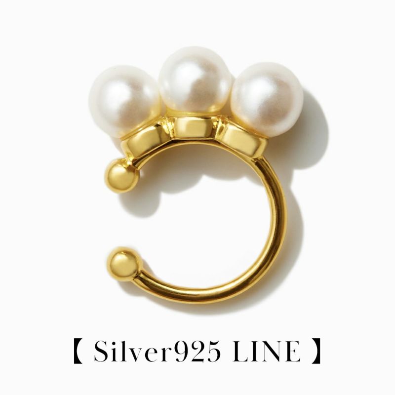 Pearl Line Earcuff【Silver925 LINE】（Gold） | WIZBLE