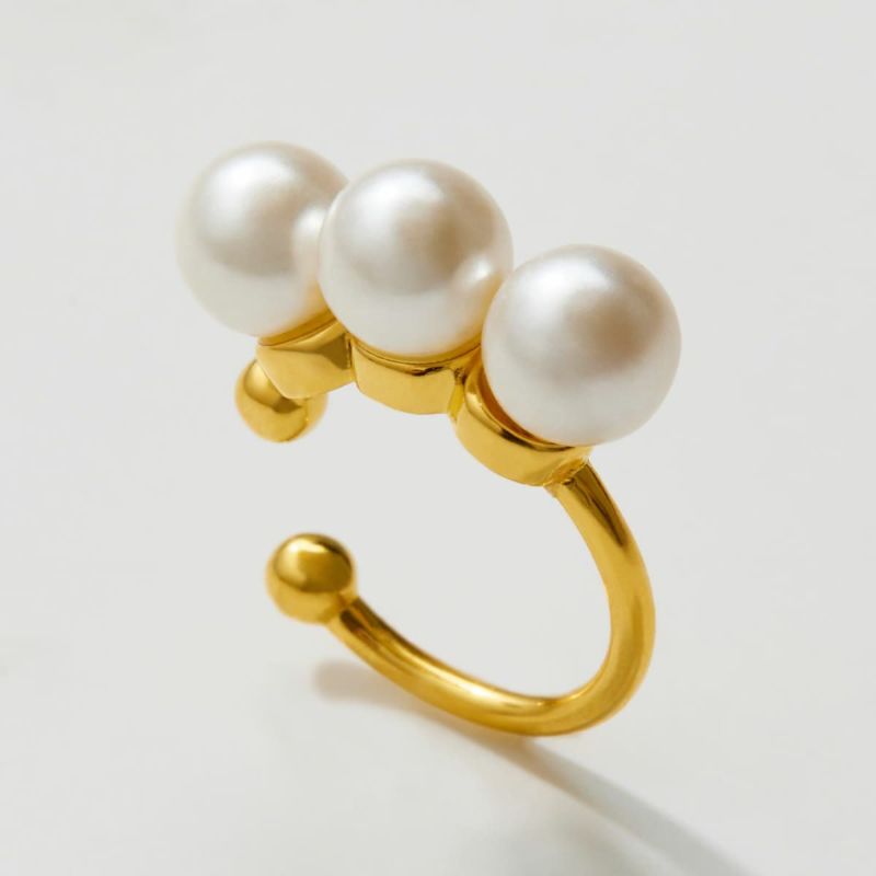 Pearl Line Earcuff【Silver925 LINE】（Gold）