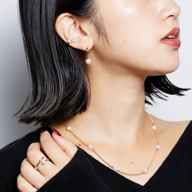 Pearl Line Earcuff【Silver925 LINE】（Gold）