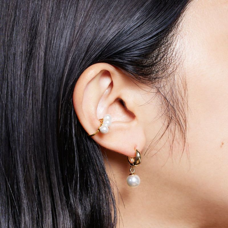 Pearl Line Earcuff【Silver925 LINE】（Gold）