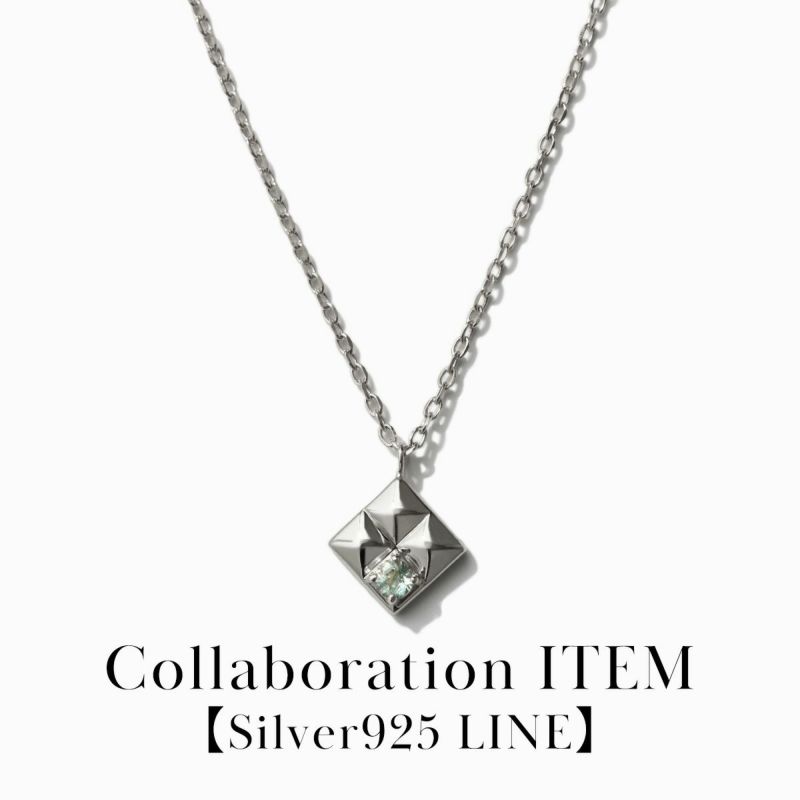 AQUAMARINE Square Plate Necklace【Silver925 LINE】（Silver） | WIZBLE