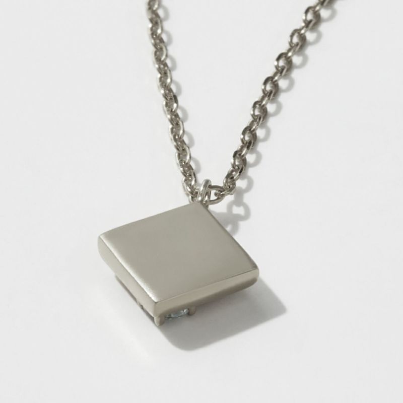 AQUAMARINE Square Plate Necklace【Silver925 LINE】（Silver）