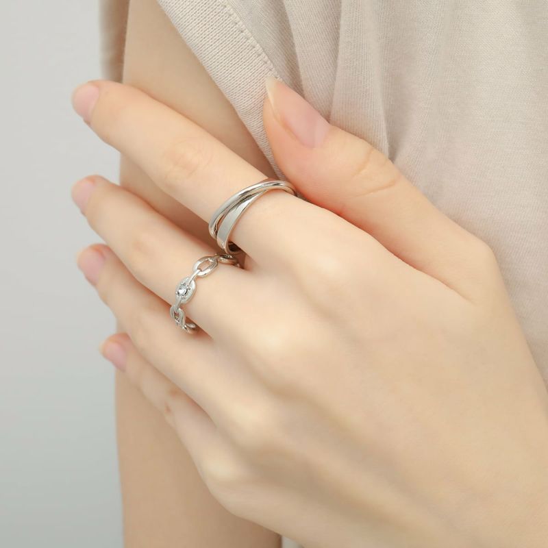 AQUAMARINE Chain Motif 2way Ear Cuff Ring【Silver925 LINE