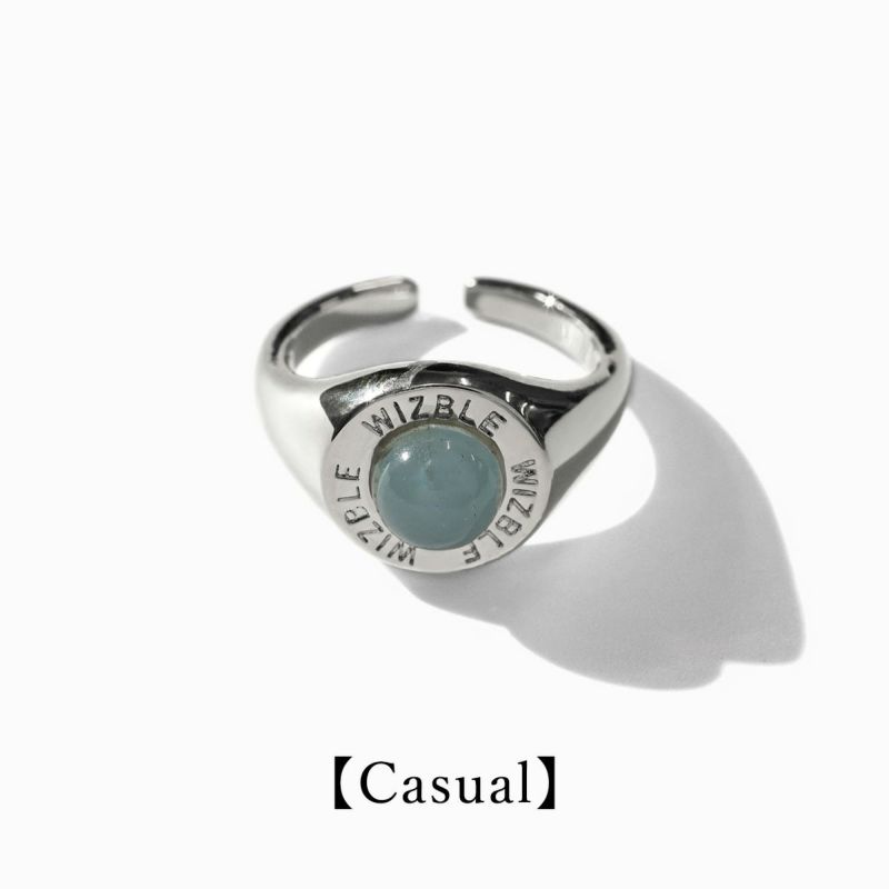 College Pinky Ring Aquamarine【Casual】(Silver) | WIZBLE