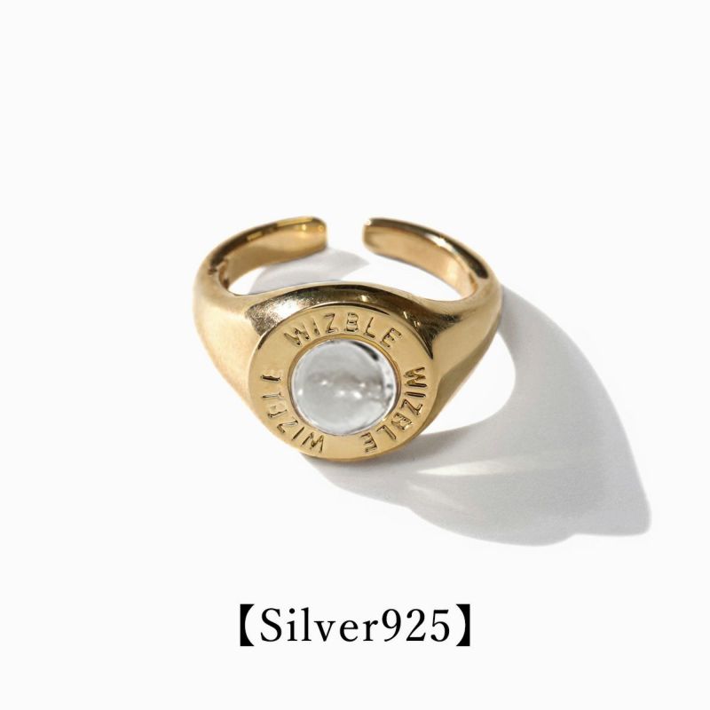College Pinky Ring Quartz【Silver925】(Gold) | WIZBLE